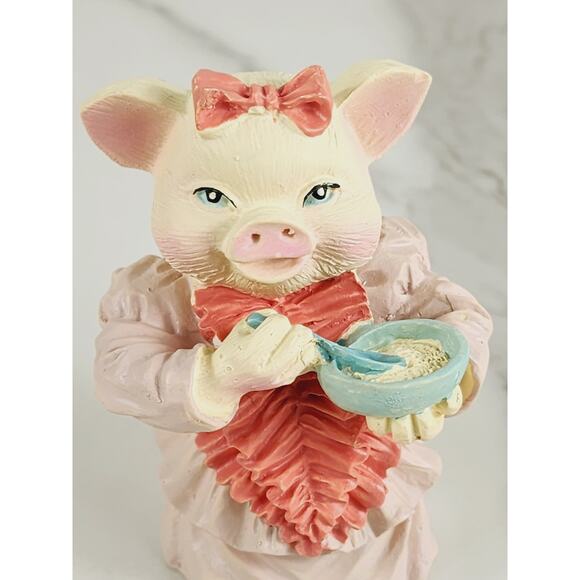 Chef Piglet Pig Lover Piggy w/ Bow Cute Dress Cooking 3 1/2" Figurine 80s - Picture 10 of 13